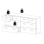 Commode double 8 tiroirs chêne et blanc
