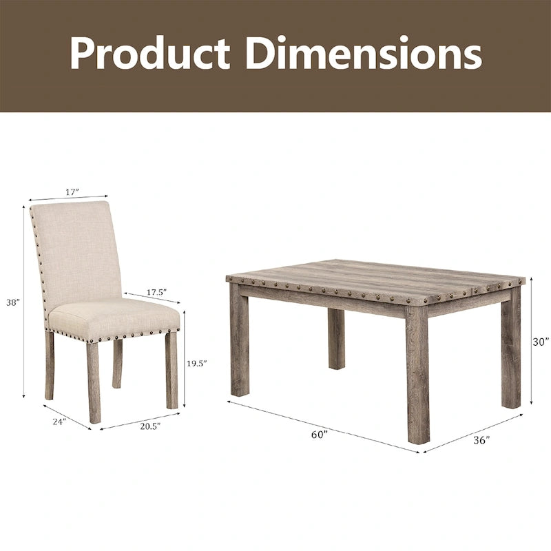Table et chaises de salle à manger rectangulaires style ferme