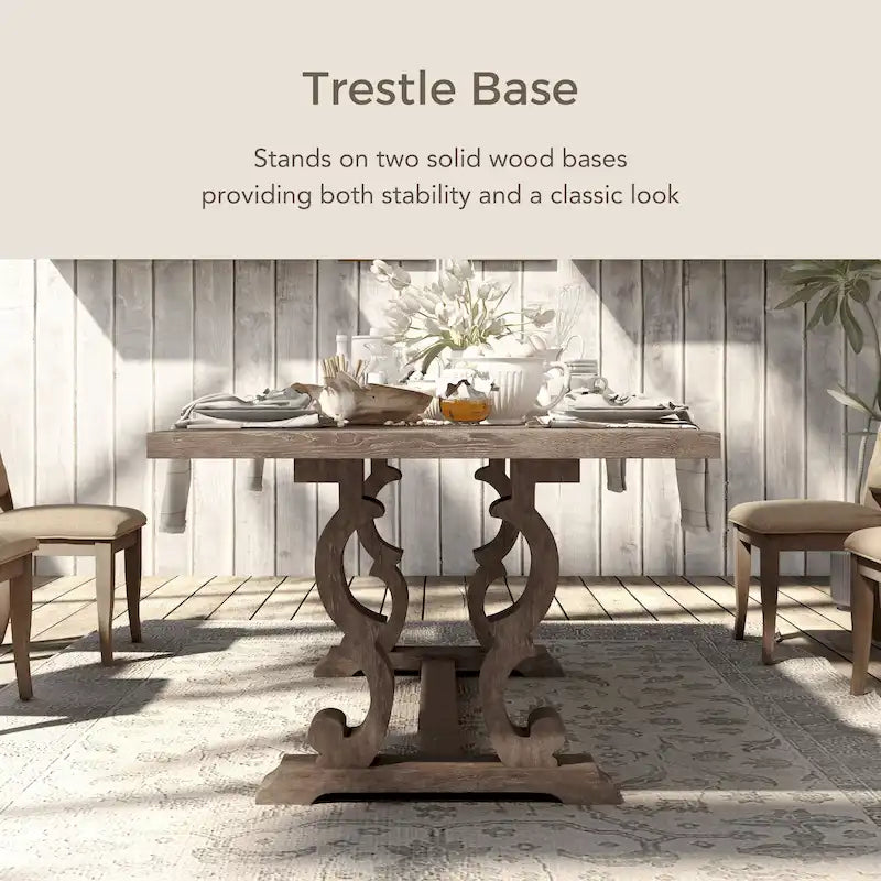 Table de salle à manger extensible rustique en bois de 90 pouces