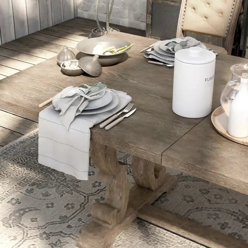 Table de salle à manger extensible rustique en bois de 90 pouces