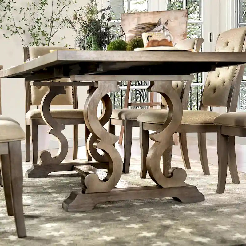 Table de salle à manger extensible rustique en bois de 90 pouces