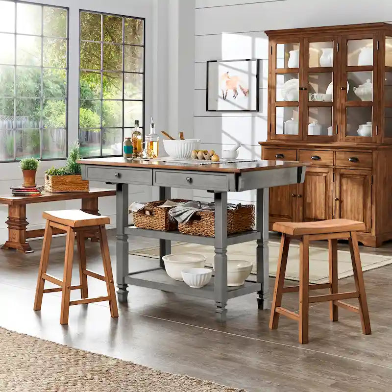 Buffet d'îlot de cuisine antique deux tons