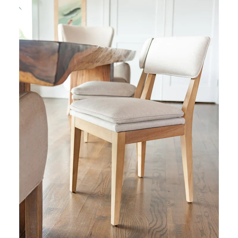 Chaise de salle à manger rembourrée en bois massif