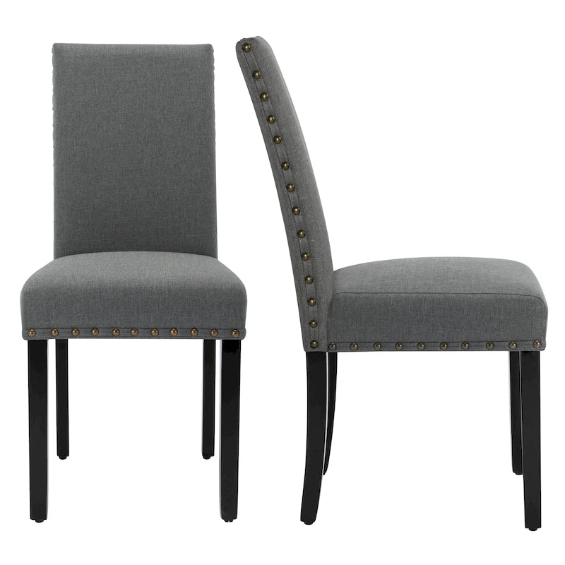 Chaise de salle à manger Parsons rembourrée en tissu avec garniture cloutée