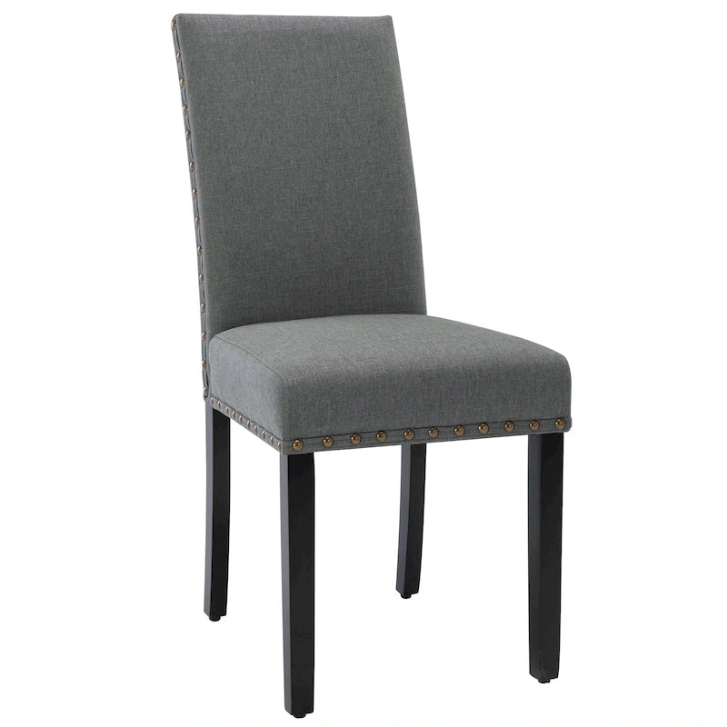 Chaise de salle à manger Parsons rembourrée en tissu avec garniture cloutée