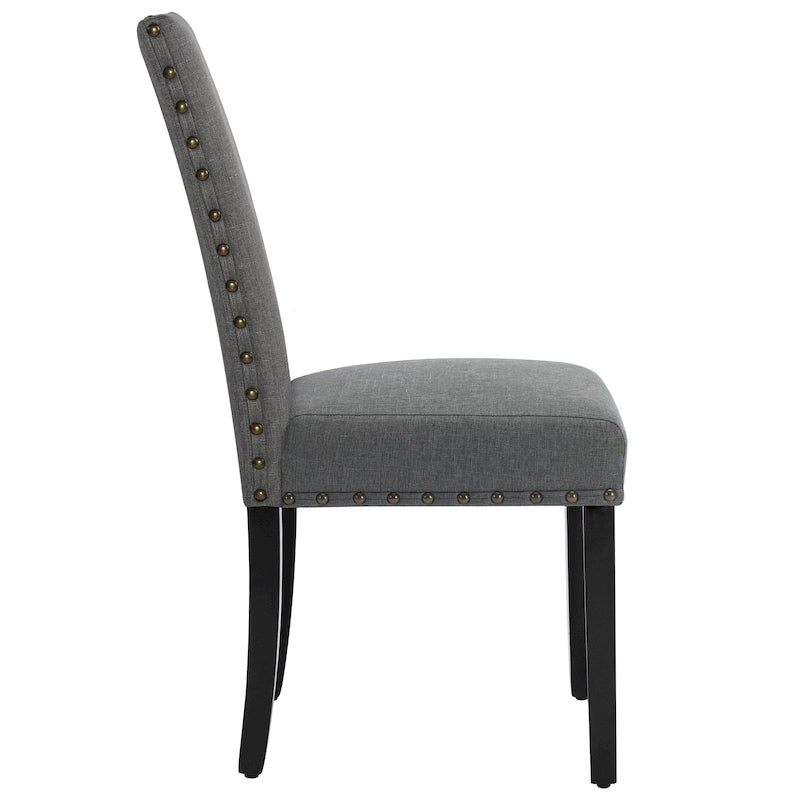 Chaise de salle à manger Parsons rembourrée en tissu avec garniture cloutée