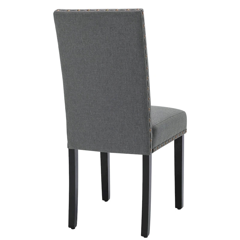 Chaise de salle à manger Parsons rembourrée en tissu avec garniture cloutée