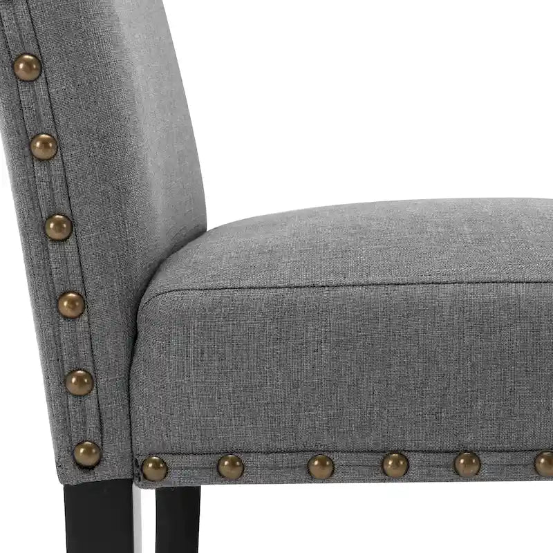 Chaise de salle à manger Parsons rembourrée en tissu avec garniture cloutée