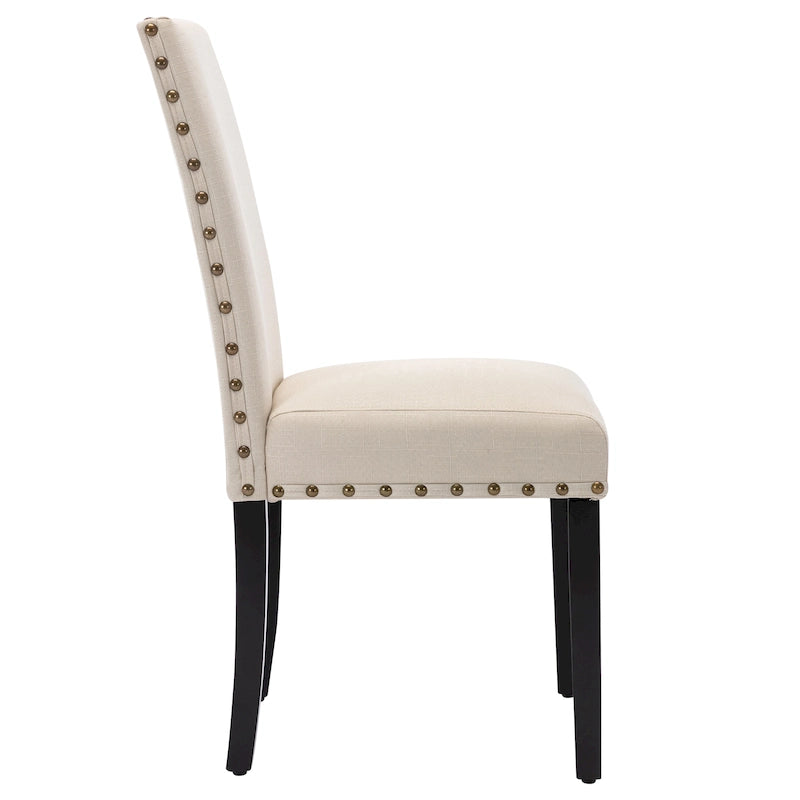 Chaise de salle à manger Parsons rembourrée en tissu avec garniture cloutée