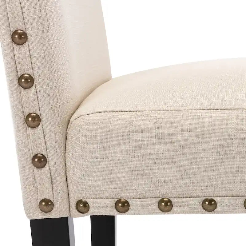 Chaise de salle à manger Parsons rembourrée en tissu avec garniture cloutée