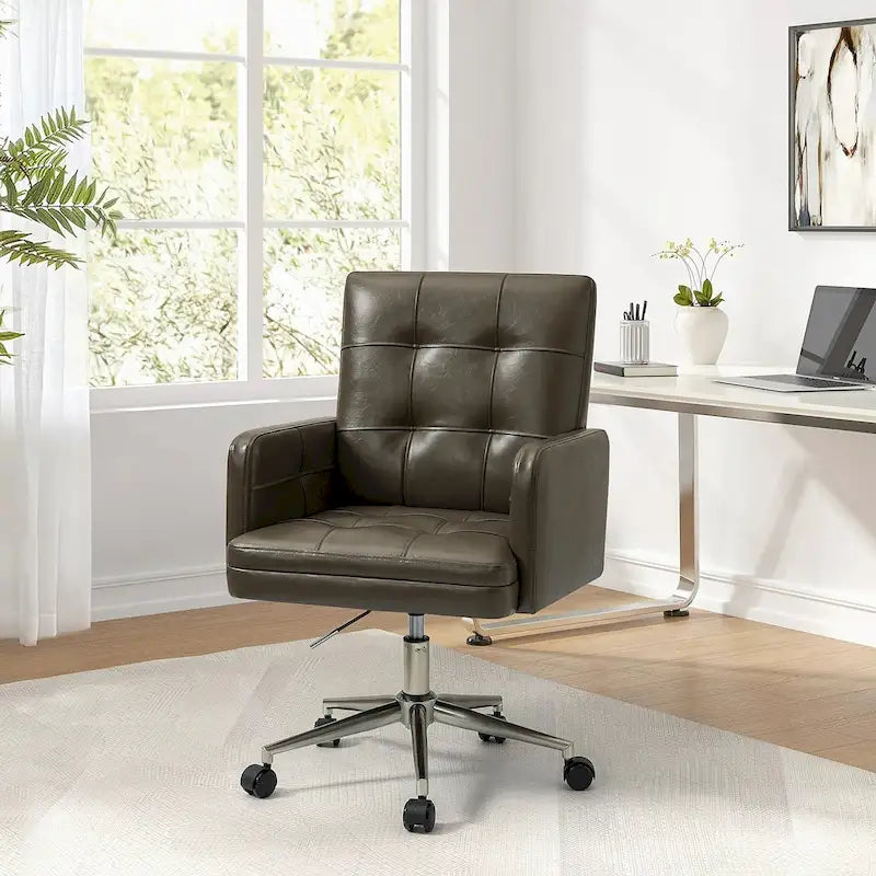Chaise de bureau moderne en cuir vegan réglable en hauteur