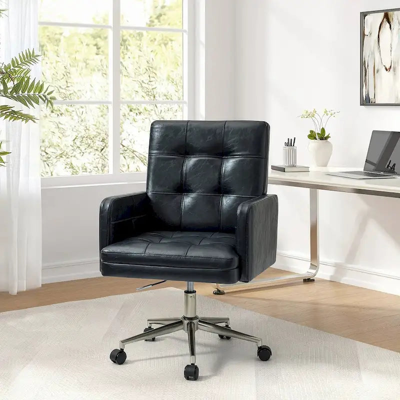 Chaise de bureau moderne en cuir vegan réglable en hauteur