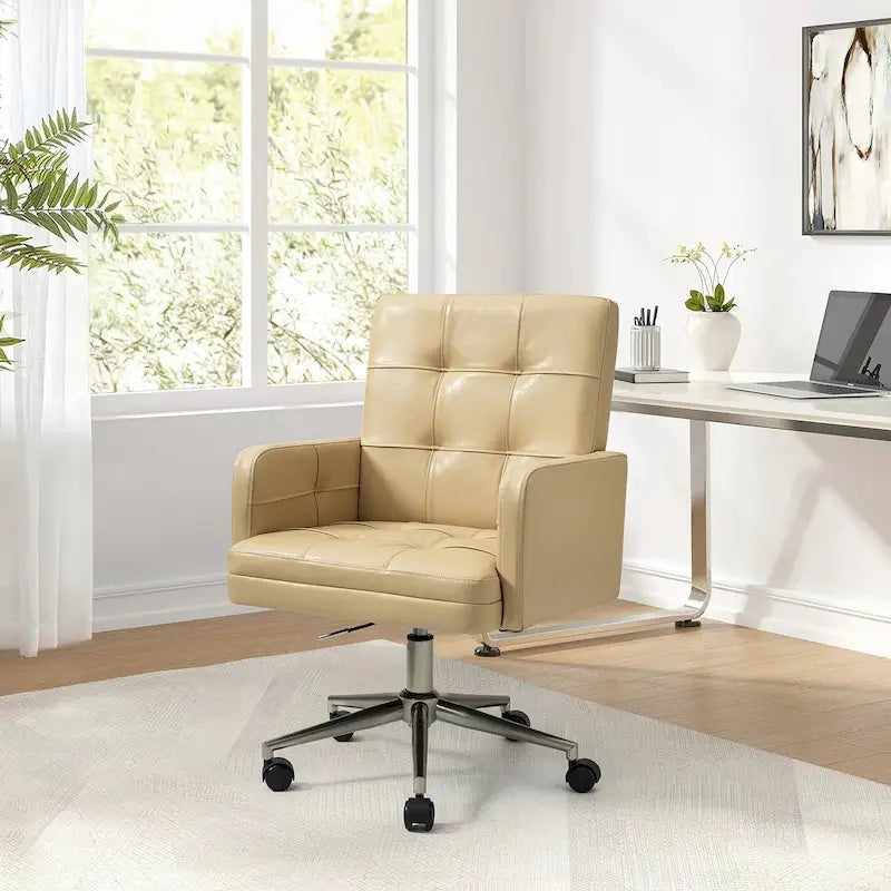 Chaise de bureau moderne en cuir vegan réglable en hauteur