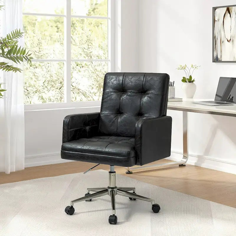 Chaise de bureau moderne en cuir vegan réglable en hauteur