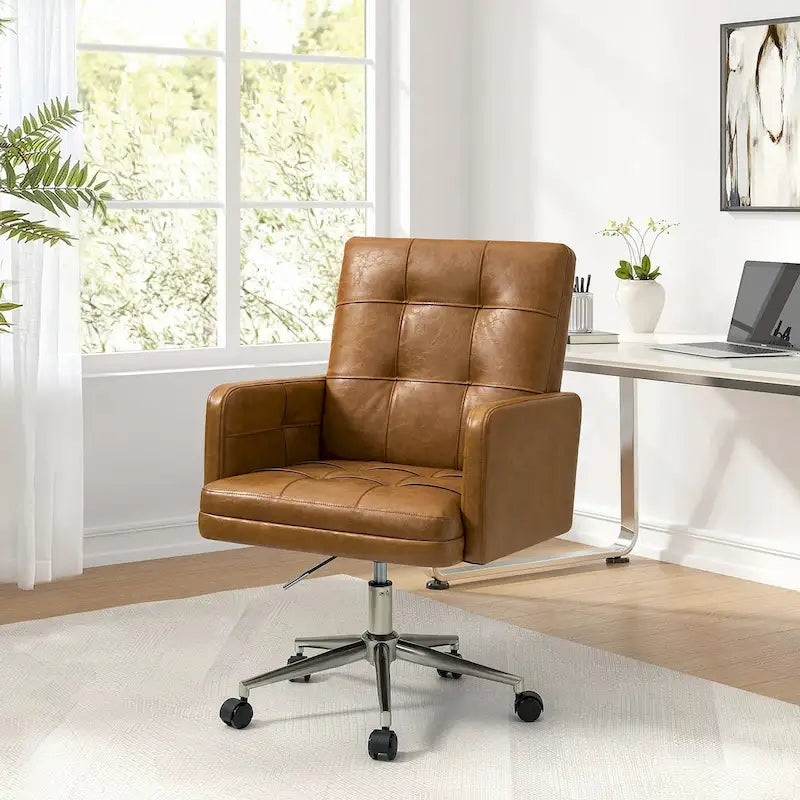 Chaise de bureau moderne en cuir vegan réglable en hauteur