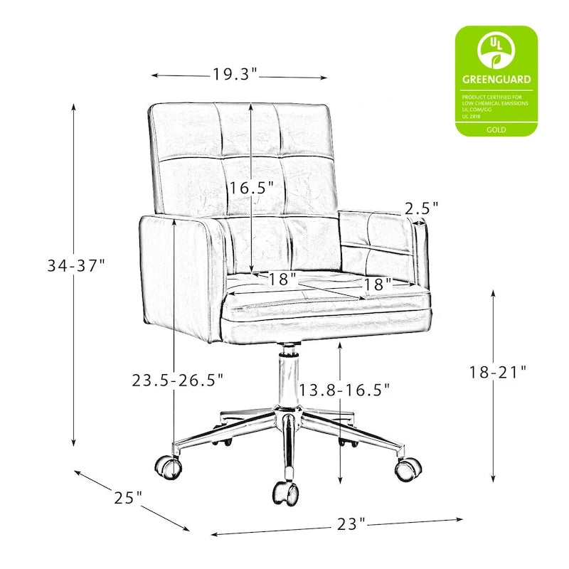 Chaise de bureau moderne en cuir vegan réglable en hauteur