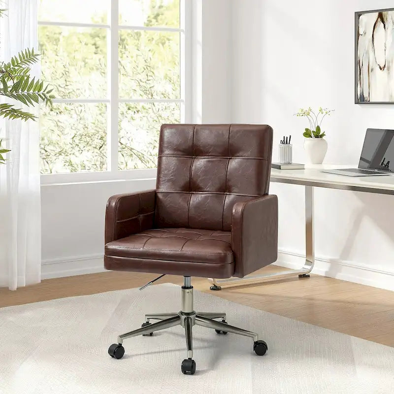 Chaise de bureau moderne en cuir vegan réglable en hauteur