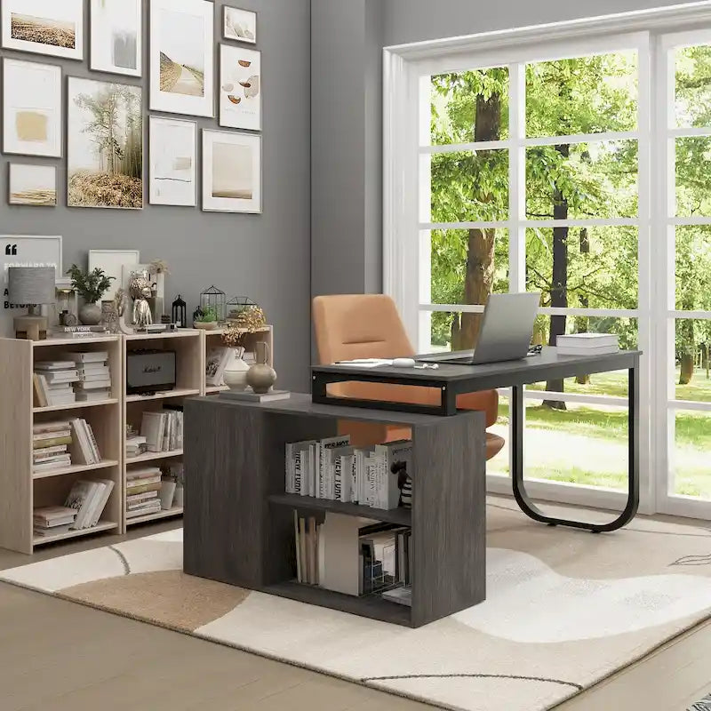 Bureau de direction en L avec 3 tiroirs pour la maison et le bureau