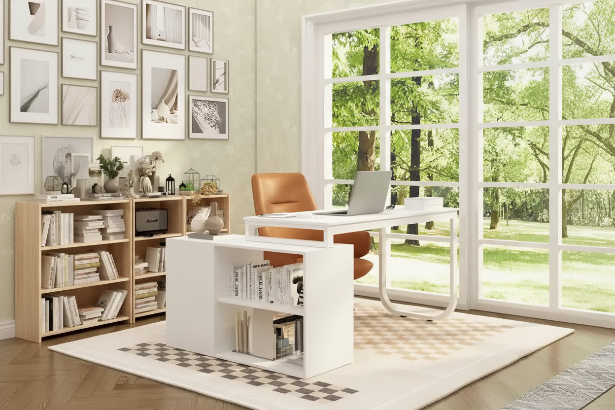 Bureau de direction en L avec 3 tiroirs pour la maison et le bureau
