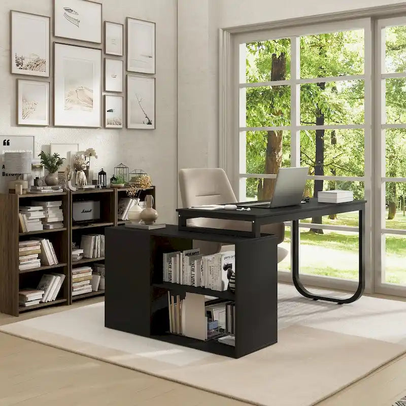 Bureau de direction en L avec 3 tiroirs pour la maison et le bureau