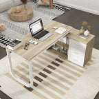 Bureau de direction en L avec 3 tiroirs pour la maison et le bureau
