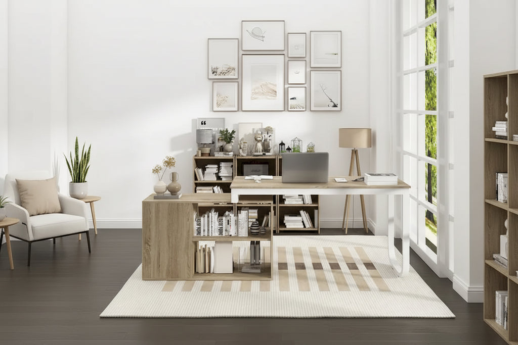 Bureau de direction en L avec 3 tiroirs pour la maison et le bureau