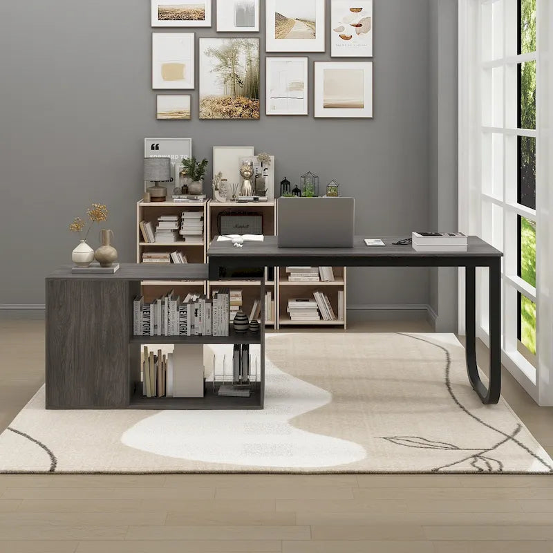 Bureau de direction en L avec 3 tiroirs pour la maison et le bureau