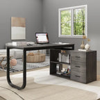 Bureau de direction en L avec 3 tiroirs pour la maison et le bureau