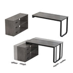 Bureau de direction en L avec 3 tiroirs pour la maison et le bureau