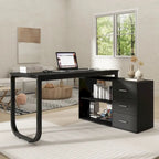 Bureau de direction en L avec 3 tiroirs pour la maison et le bureau