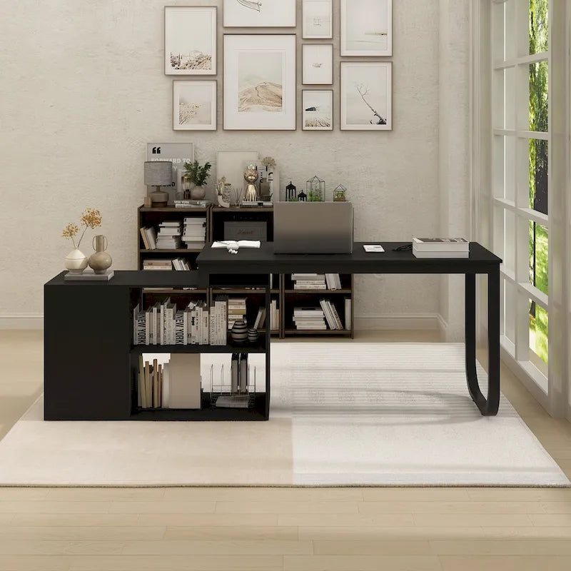 Bureau de direction en L avec 3 tiroirs pour la maison et le bureau