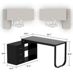 Bureau de direction en L avec 3 tiroirs pour la maison et le bureau