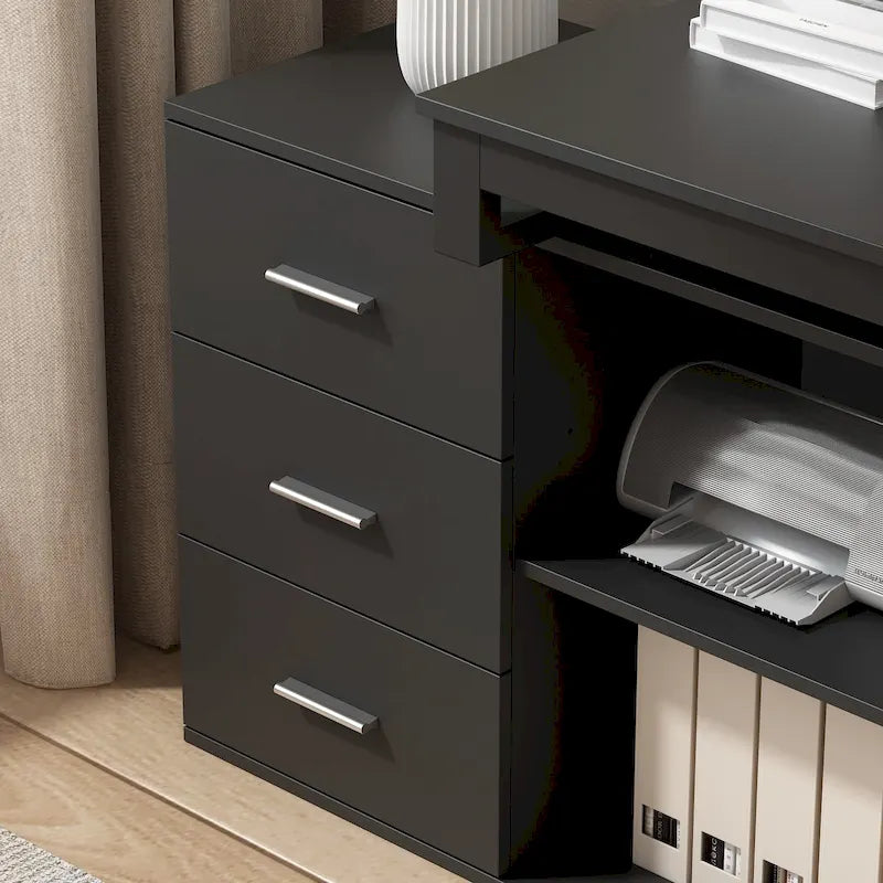 Bureau de direction en L avec 3 tiroirs pour la maison et le bureau