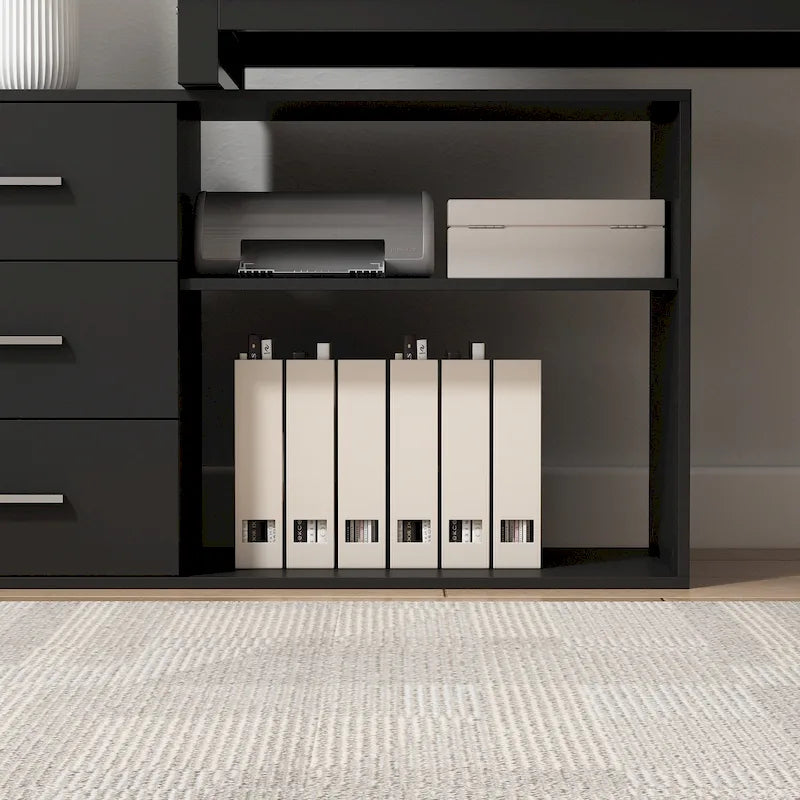 Bureau de direction en L avec 3 tiroirs pour la maison et le bureau