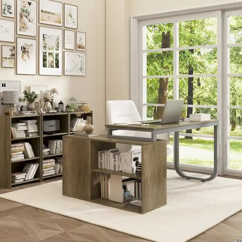 Bureau de direction en L avec 3 tiroirs pour la maison et le bureau