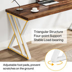 Bureau d'ordinateur robuste de 55 pouces, bureau de travail