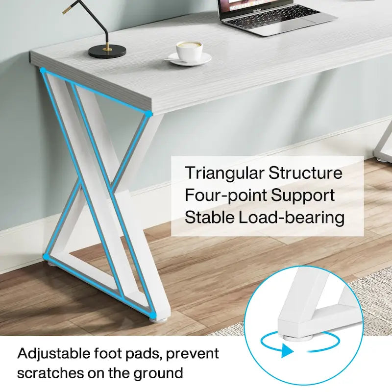 Bureau d'ordinateur robuste de 55 pouces, bureau de travail