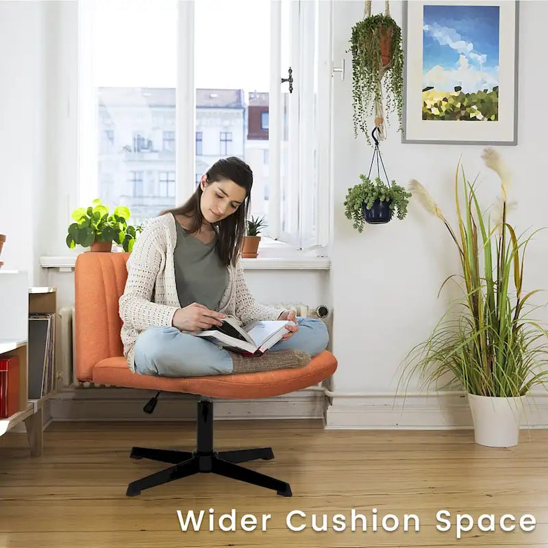 Chaise de bureau pivotante moderne sans accoudoirs en tissu rembourré Criss Cross