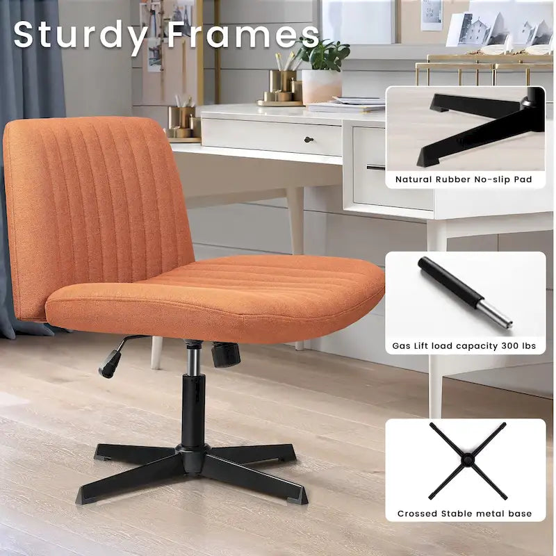 Chaise de bureau pivotante moderne sans accoudoirs en tissu rembourré Criss Cross