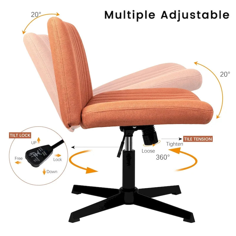 Chaise de bureau pivotante moderne sans accoudoirs en tissu rembourré Criss Cross