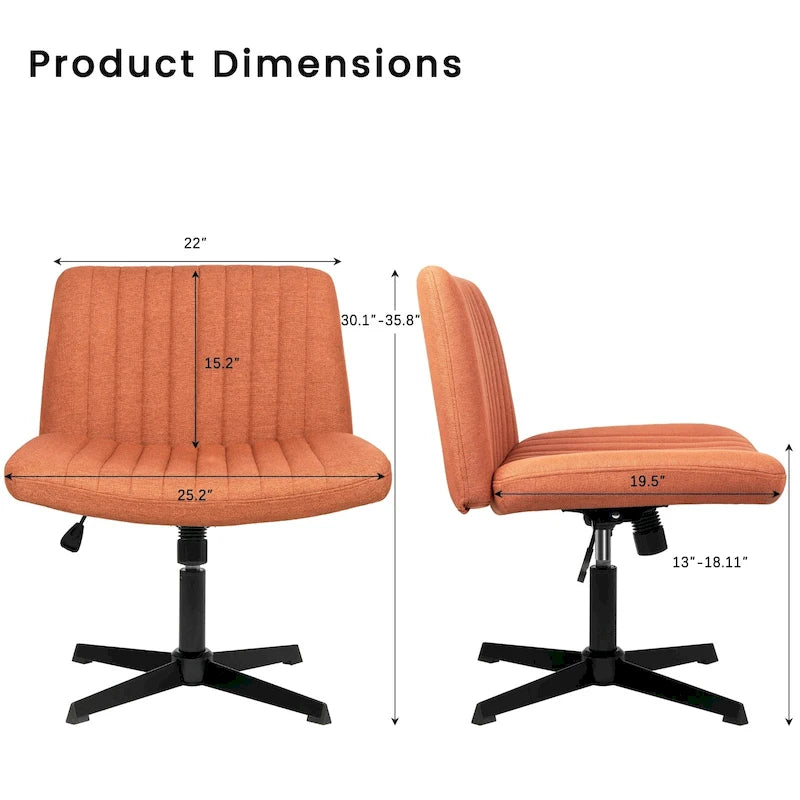 Chaise de bureau pivotante moderne sans accoudoirs en tissu rembourré Criss Cross