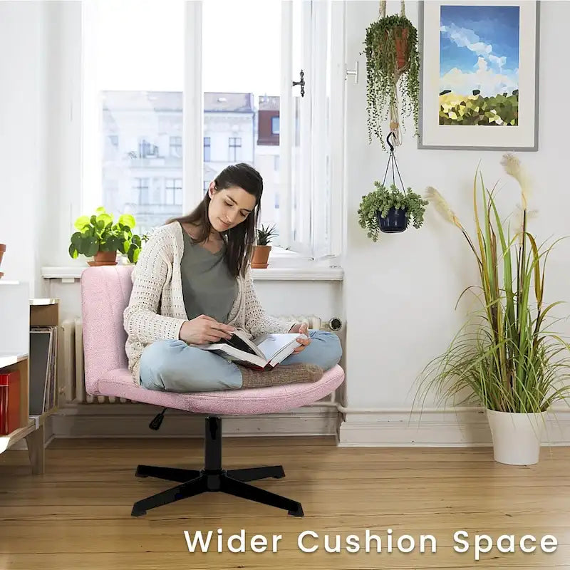 Chaise de bureau pivotante moderne sans accoudoirs en tissu rembourré Criss Cross