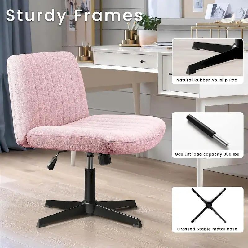 Chaise de bureau pivotante moderne sans accoudoirs en tissu rembourré Criss Cross