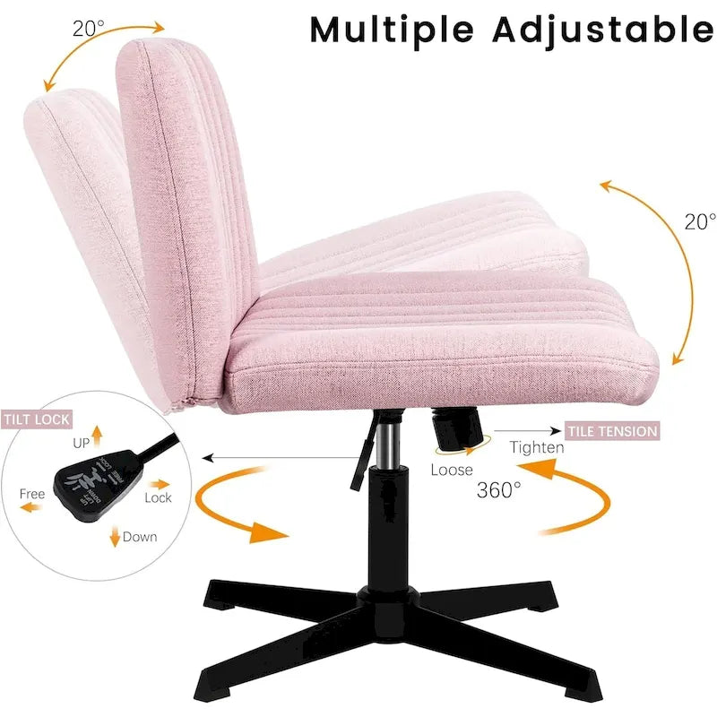 Chaise de bureau pivotante moderne sans accoudoirs en tissu rembourré Criss Cross