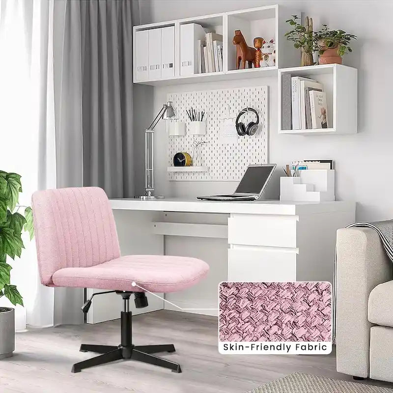 Chaise de bureau pivotante moderne sans accoudoirs en tissu rembourré Criss Cross