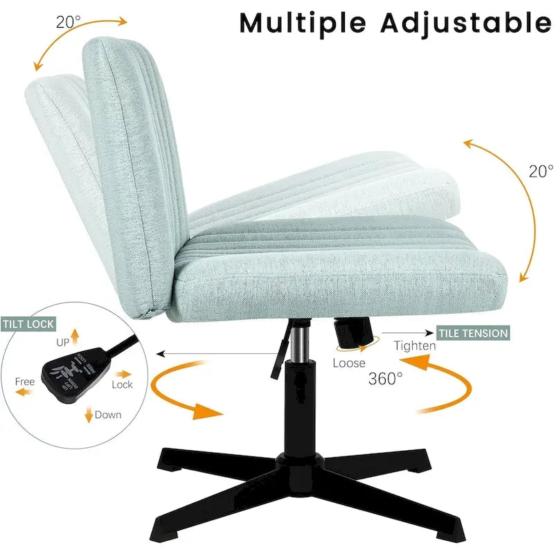 Chaise de bureau pivotante moderne sans accoudoirs en tissu rembourré Criss Cross