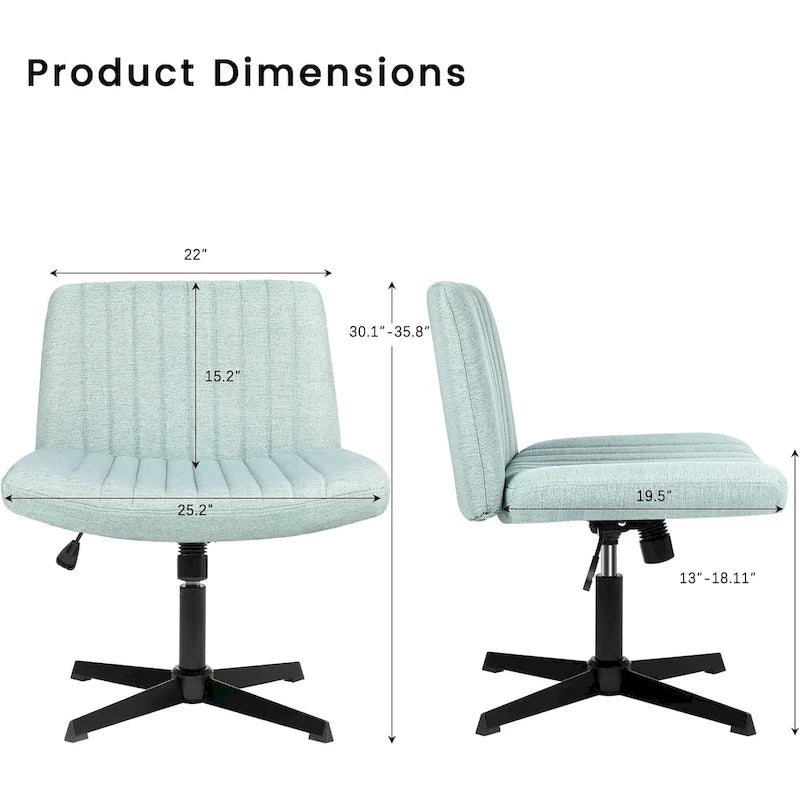 Chaise de bureau pivotante moderne sans accoudoirs en tissu rembourré Criss Cross
