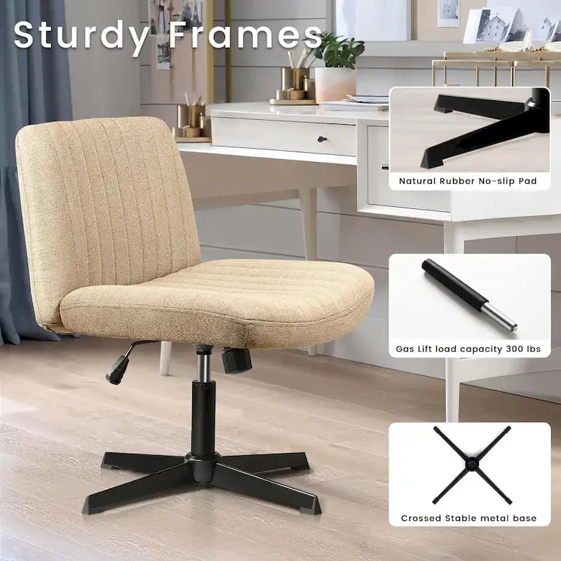 Chaise de bureau pivotante moderne sans accoudoirs en tissu rembourré Criss Cross