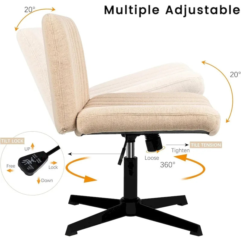 Chaise de bureau pivotante moderne sans accoudoirs en tissu rembourré Criss Cross