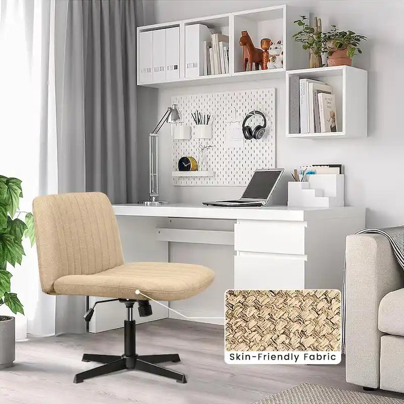 Chaise de bureau pivotante moderne sans accoudoirs en tissu rembourré Criss Cross